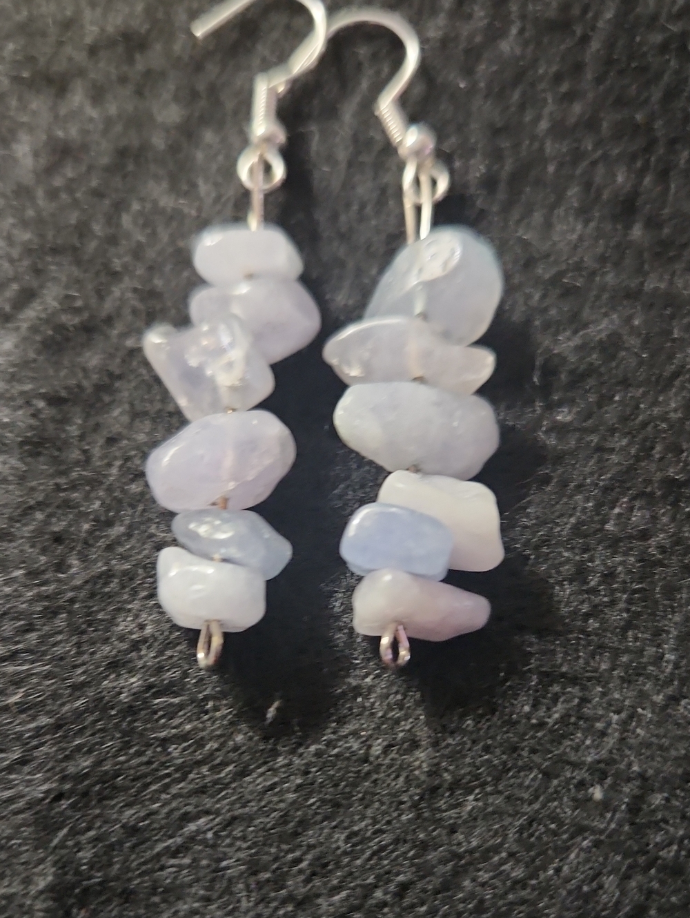 Hand Crafted Pale Blue Stone Chip Drop Earrings